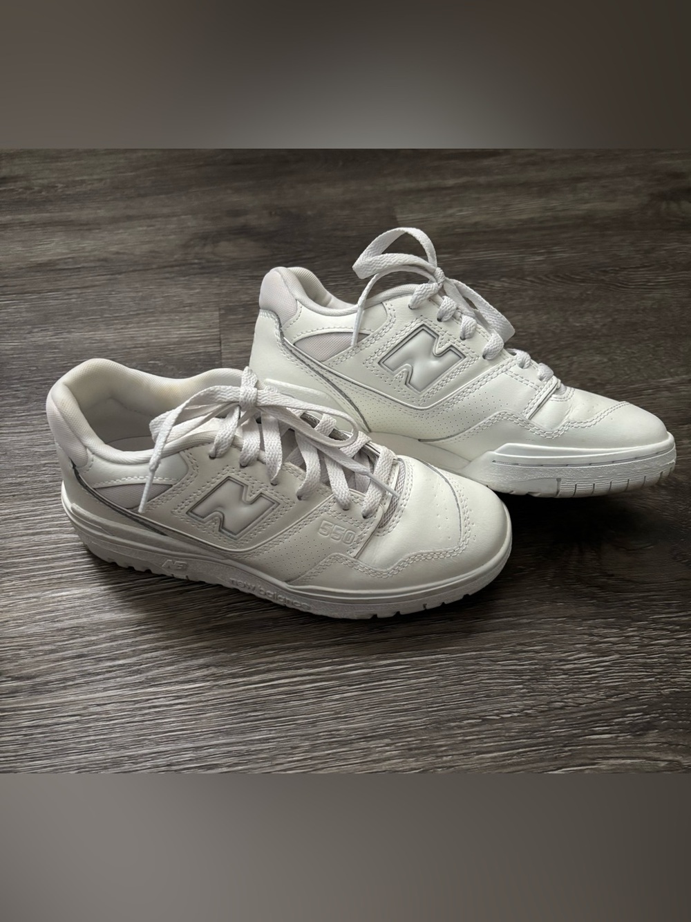 New Balance White Leather Sneakers